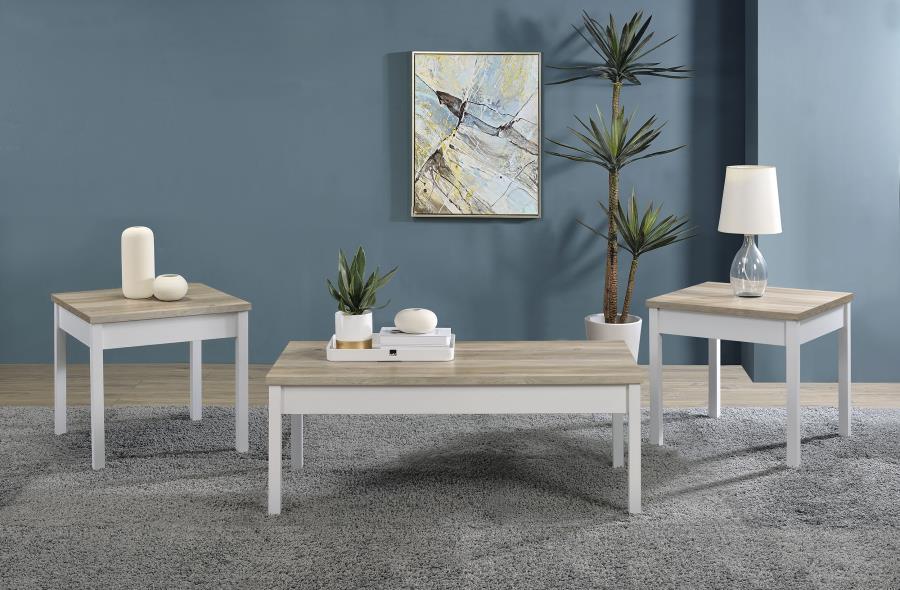 Stacie - 3 Piece Coffee Table Set - Distressed Pine by Coaster Fine Furniture | Bel Furniture