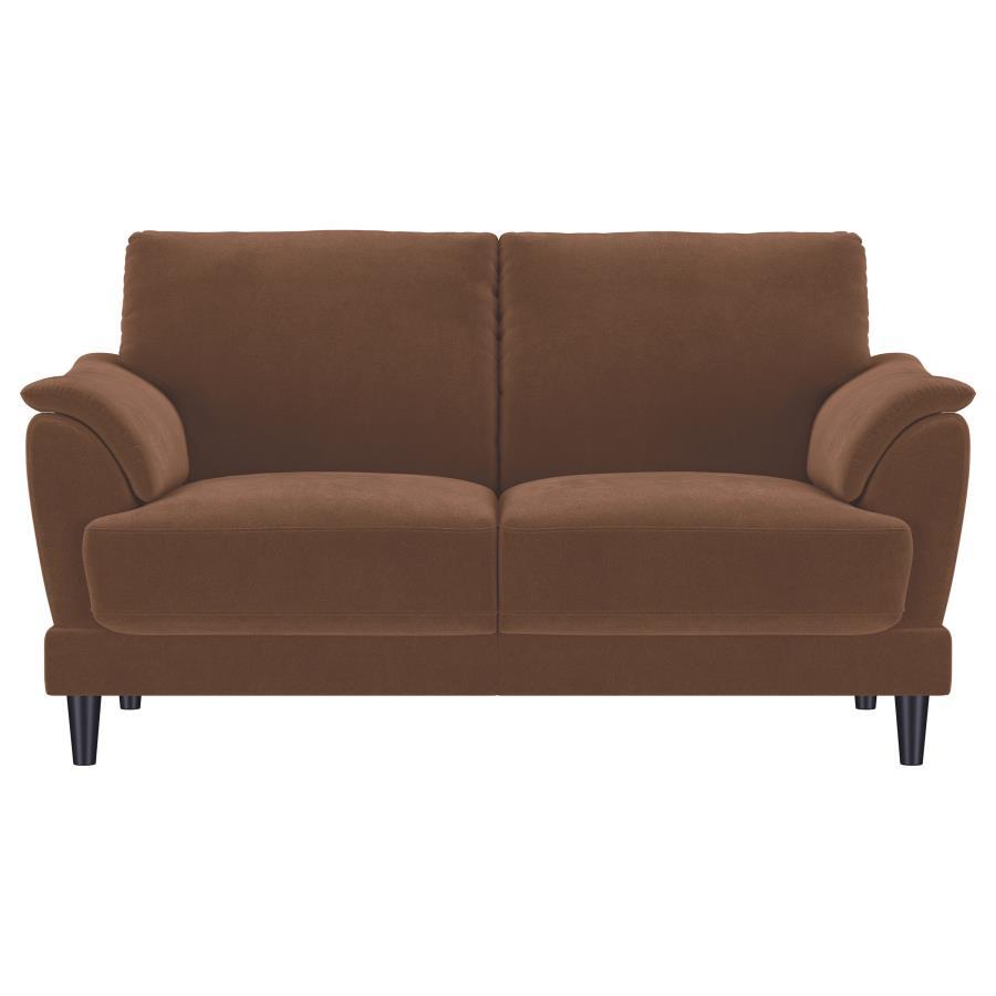 Selma - 2 Piece Velvet Upholstered Crescent Arm Sofa Set - Rust by Coaster Fine Furniture | Bel Furniture