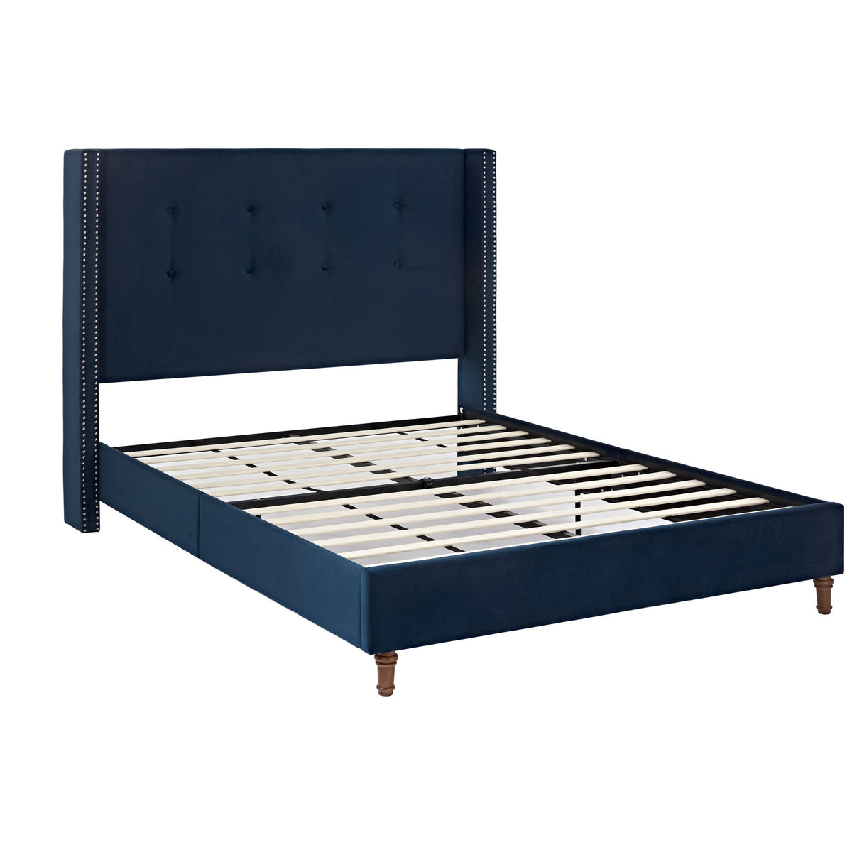 Peyton - Upholstered Bed With 54" High Headboard, Traditional Hand Buttoned Tufting