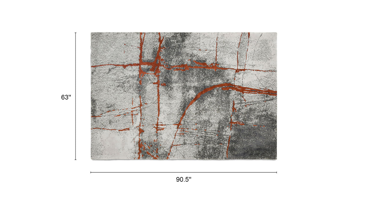Quarry - 5.25' X 6.5' Abstract Area Rug - Gray / Orange by Jennifer Taylor Home | Bel Furniture