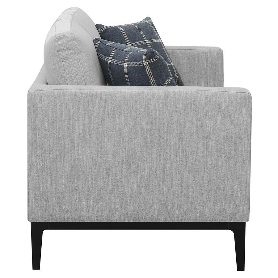Apperson - Upholstered Track Arm Loveseat - Light Gray by CoasterElevations | Bel Furniture