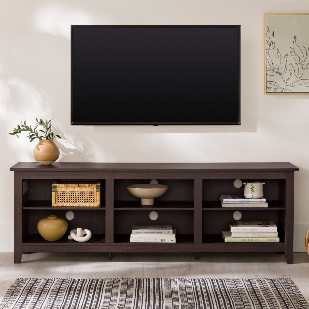 Modern Transitional 3 Shelf Open Storage 70" TV Stand For 80" TVs by Walker Edison | Bel Furniture