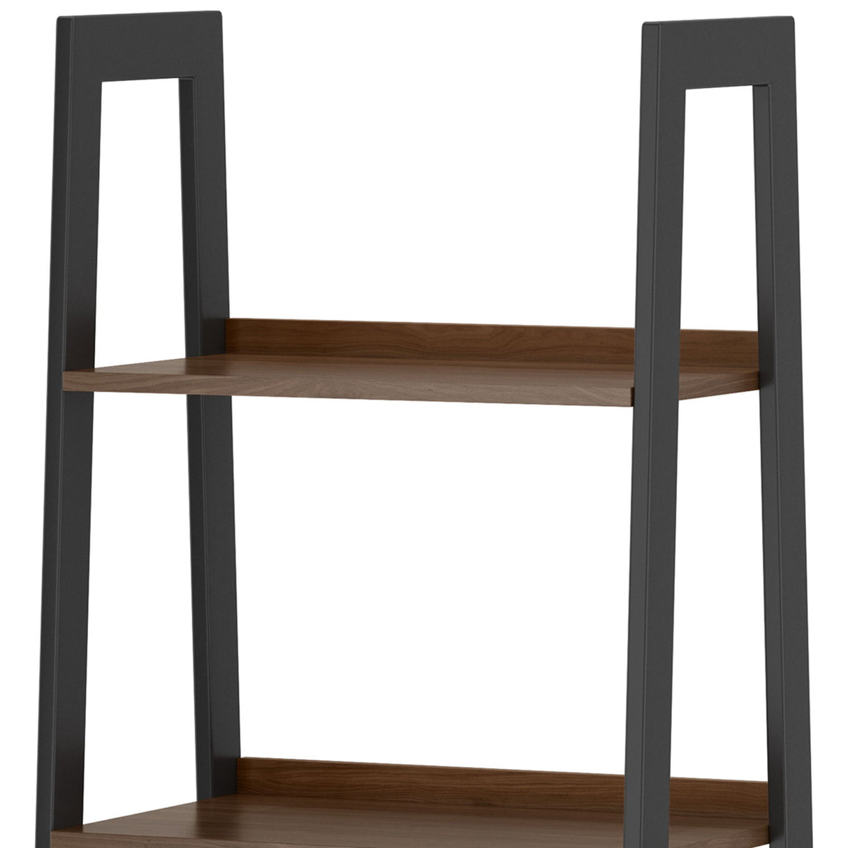 Sawhorse - Solid Walnut Veneer And Metal Ladder Shelf - Walnut by Simpli-Home | Bel Furniture