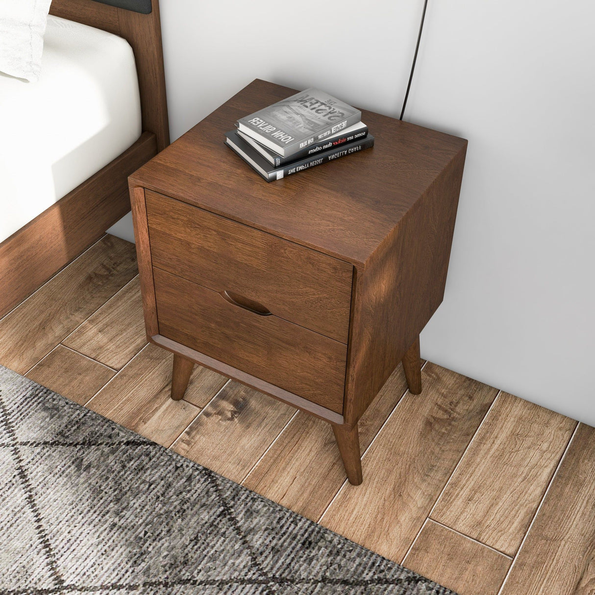 Alexandra - Night Stand With 2 Drawers - Walnut Brown by Ashcroft Furniture | Bel Furniture