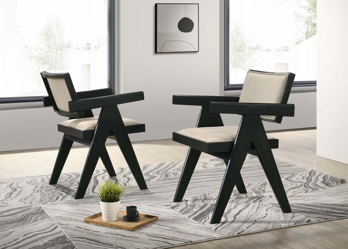 Jasper - 3 Piece Arm Chairs And Console Table (Set of 3) - Ebony Black by Lilola Home | Bel Furniture