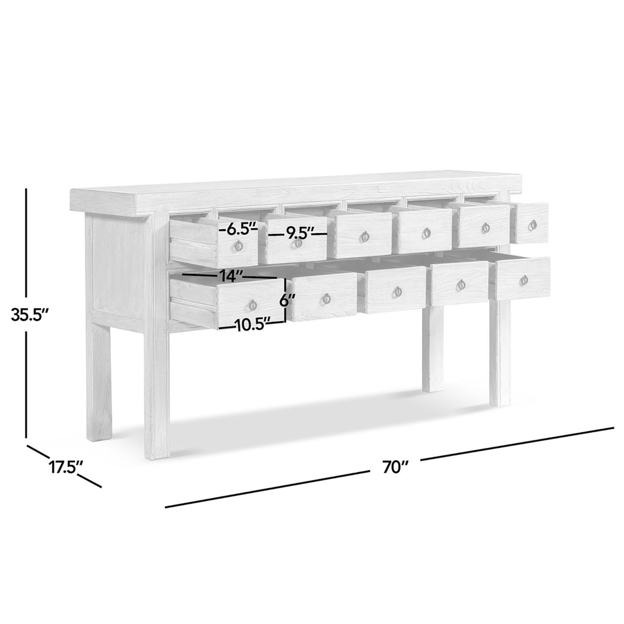 Bellamy Heritage - 11 Drawer Table With Open Base - Brown