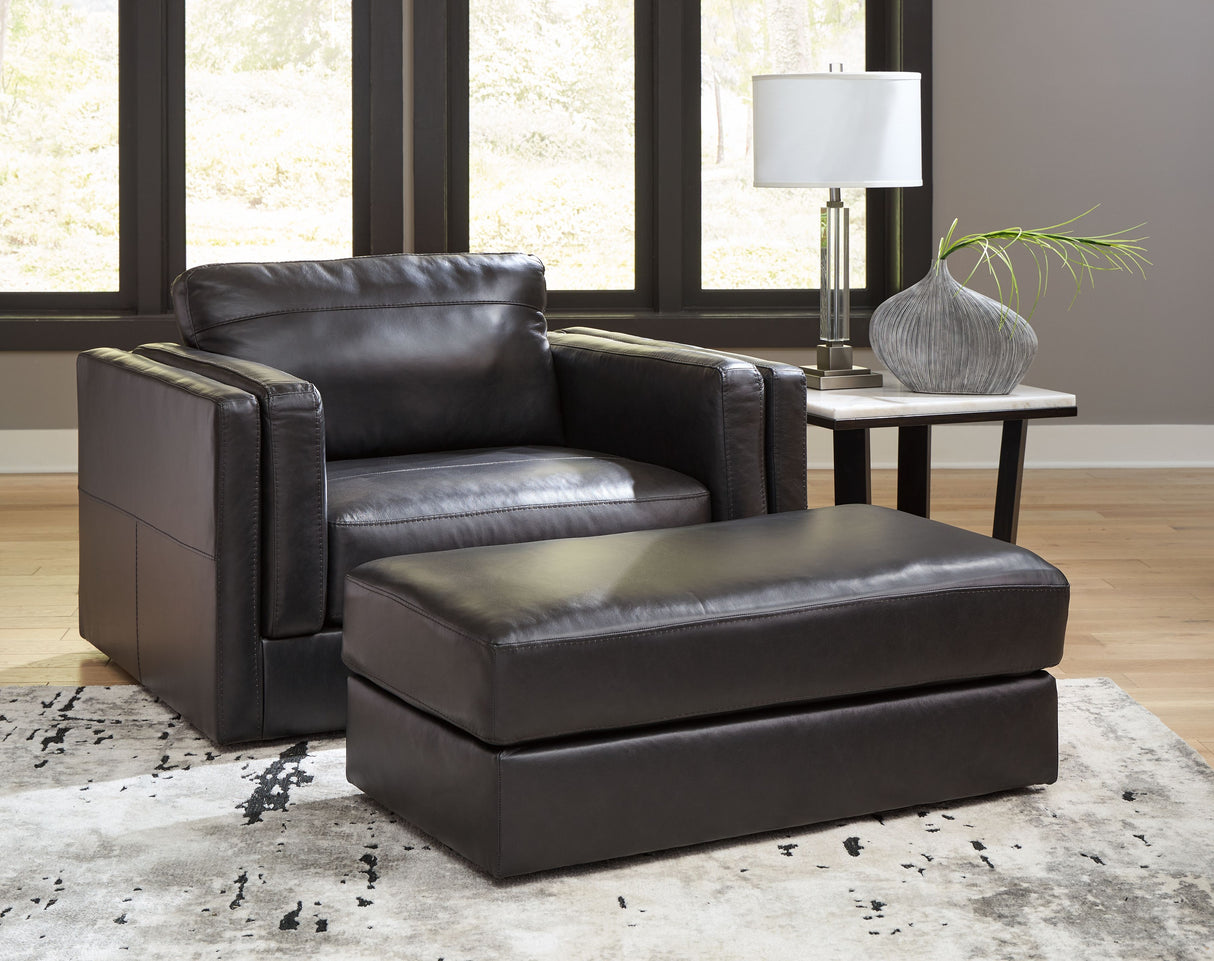 Amiata - Living Room Set Black 2 Pc. Chair And A Half, Ottoman by Signature Design by Ashley® | Bel Furniture
