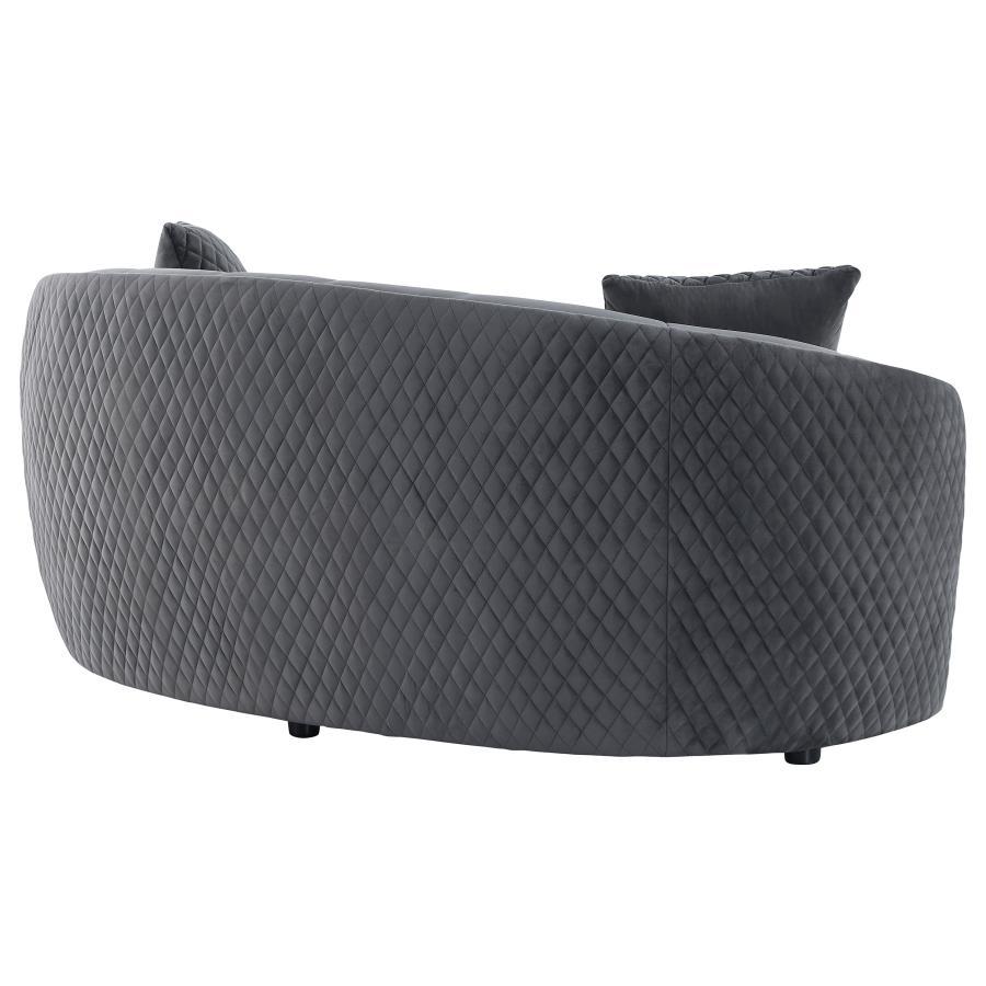 Brookside - Velvet Upholstered Curved Loveseat - Dark Gray by CoasterEveryday | Bel Furniture