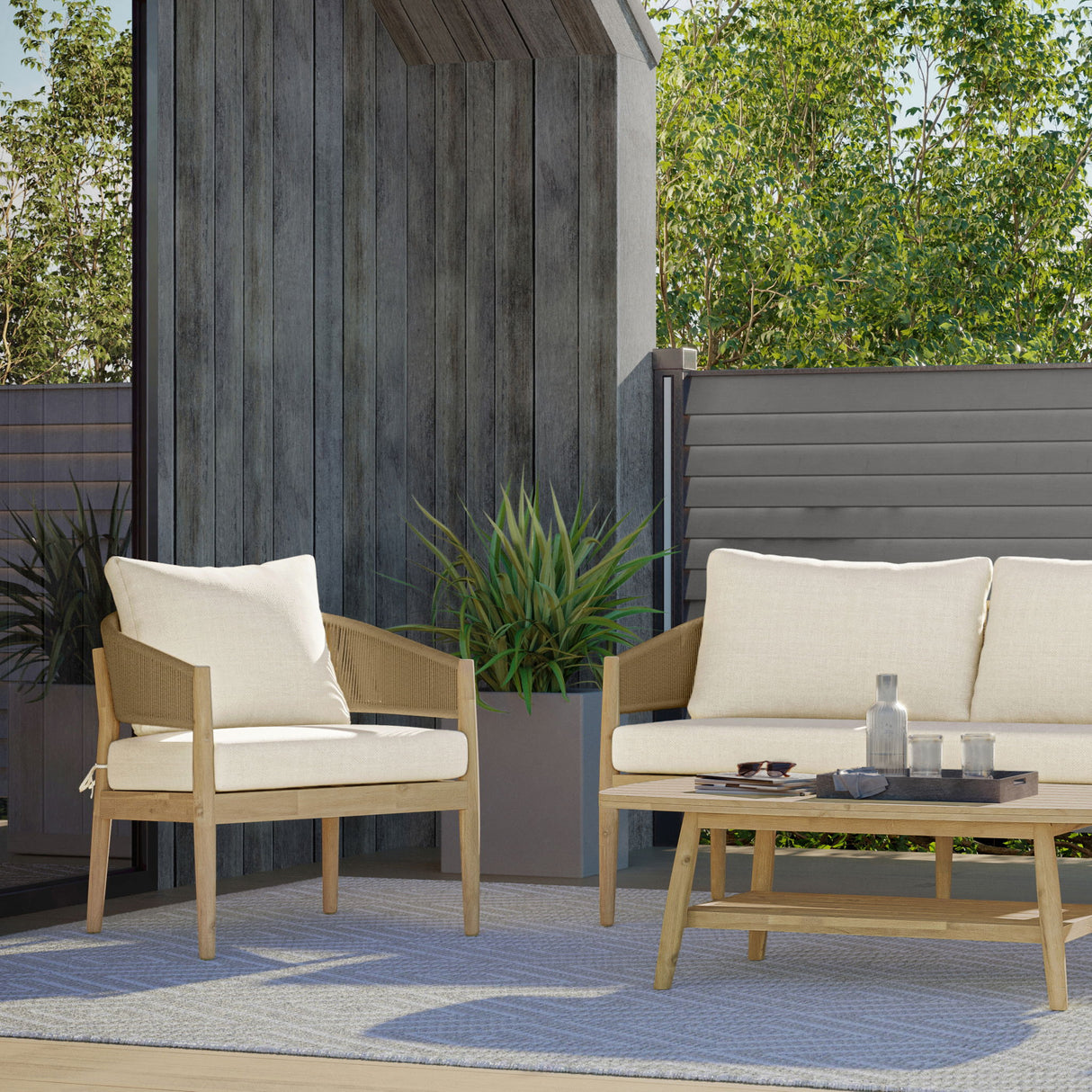 Bayshore - Outdoor Conversation Chair (Set of 2) - Natural by Simpli-Home | Bel Furniture