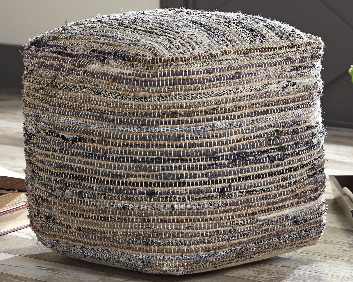 Absalom - Denim - Pouf by Signature Design by Ashley® | Bel Furniture