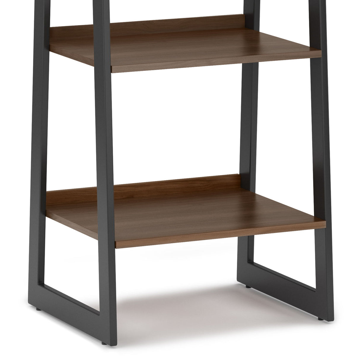 Sawhorse - Solid Walnut Veneer And Metal Ladder Shelf - Walnut by Simpli-Home | Bel Furniture