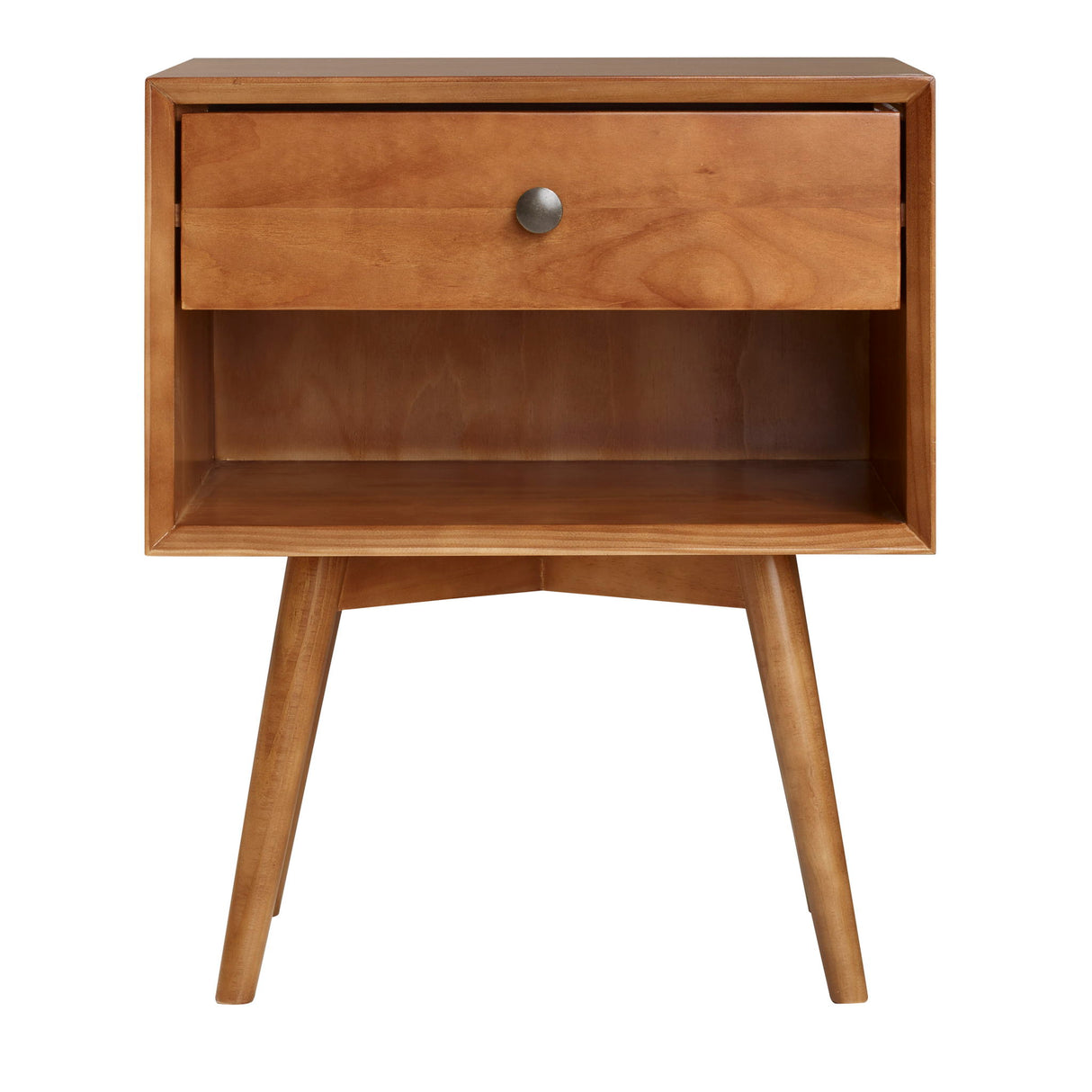 Mid-Century Modern Single Drawer Solid Wood Nightstand by Walker Edison | Bel Furniture