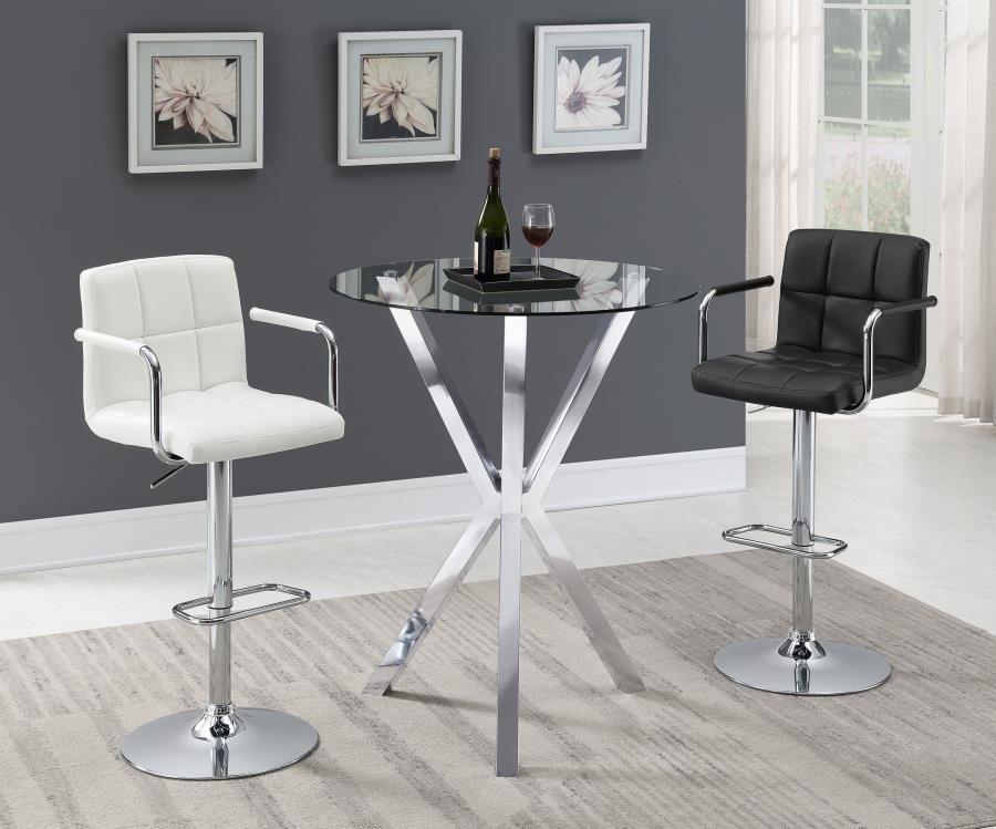 Denali - Round Glass Top Bistro Bar Table - Chrome by CoasterEssence | Bel Furniture