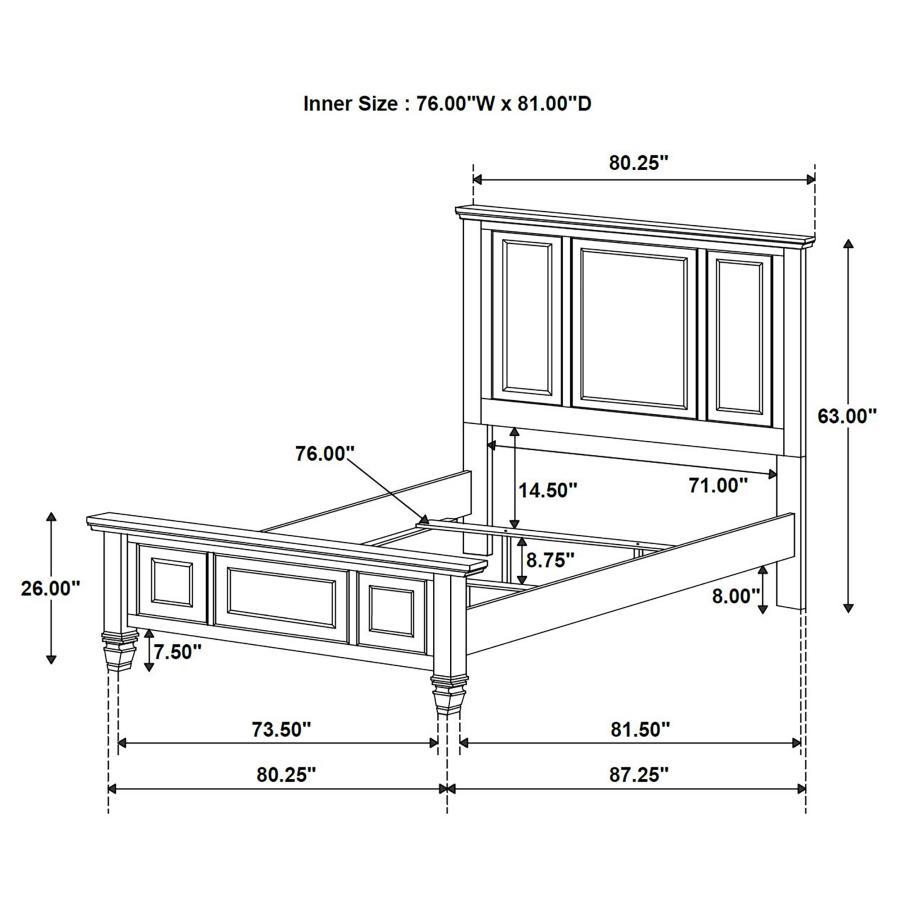 Sandy Beach - 63" Panel Bed with High Headboard by CoasterEssence | Bel Furniture