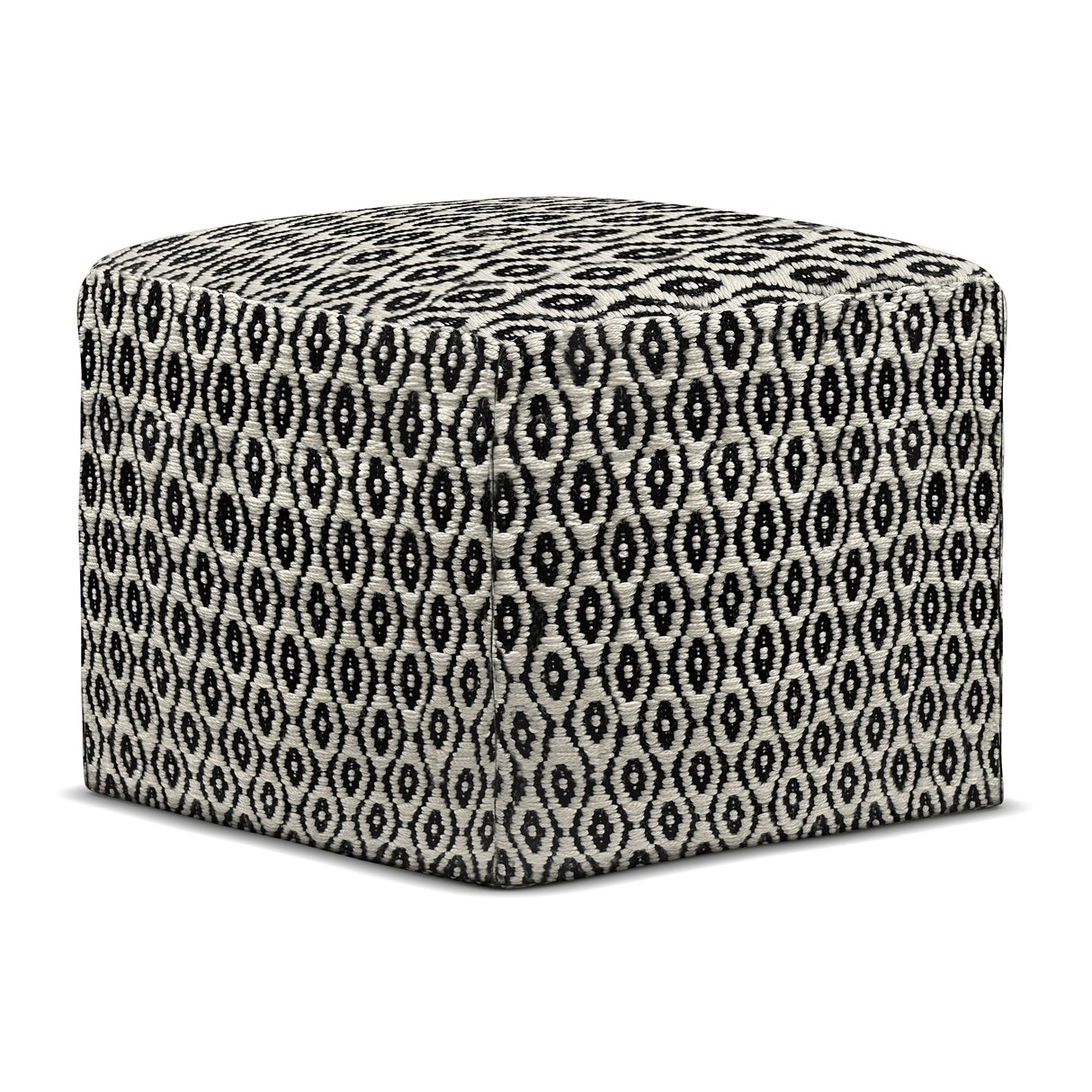 Kiana - Square Woven Outdoor / Indoor Pouf - Black / White by Simpli-Home | Bel Furniture