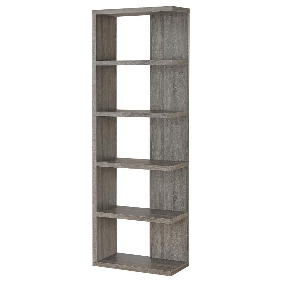 Harrison - 5-Shelf Bookshelf - Weathered Gray by CoasterEveryday | Bel Furniture