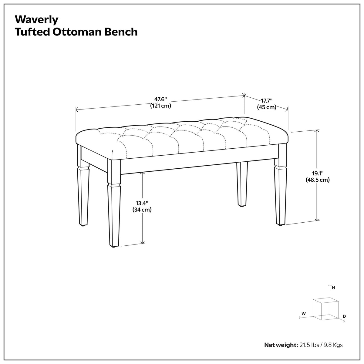 Waverly - Upholstered Tufted Ottoman Bench