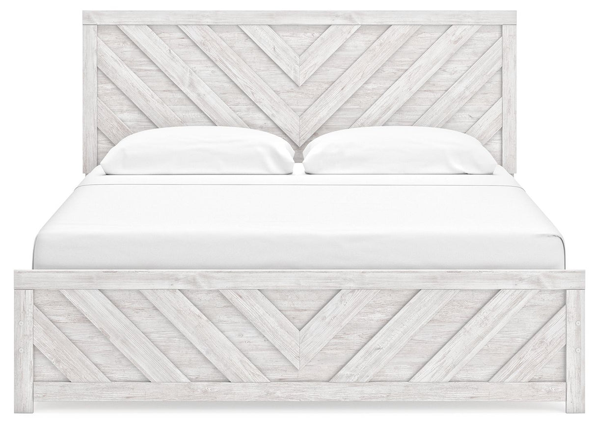 Cayboni - King Panel Bed - Whitewash