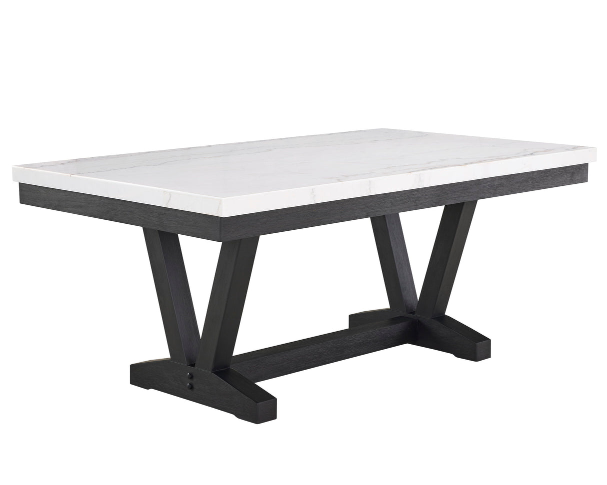 Varley - Genuine Marble Dining Table - Charcoal & White by Crown Mark | Bel Furniture