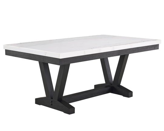 Varley - Genuine Marble Dining Table - Charcoal & White by Crown Mark | Bel Furniture