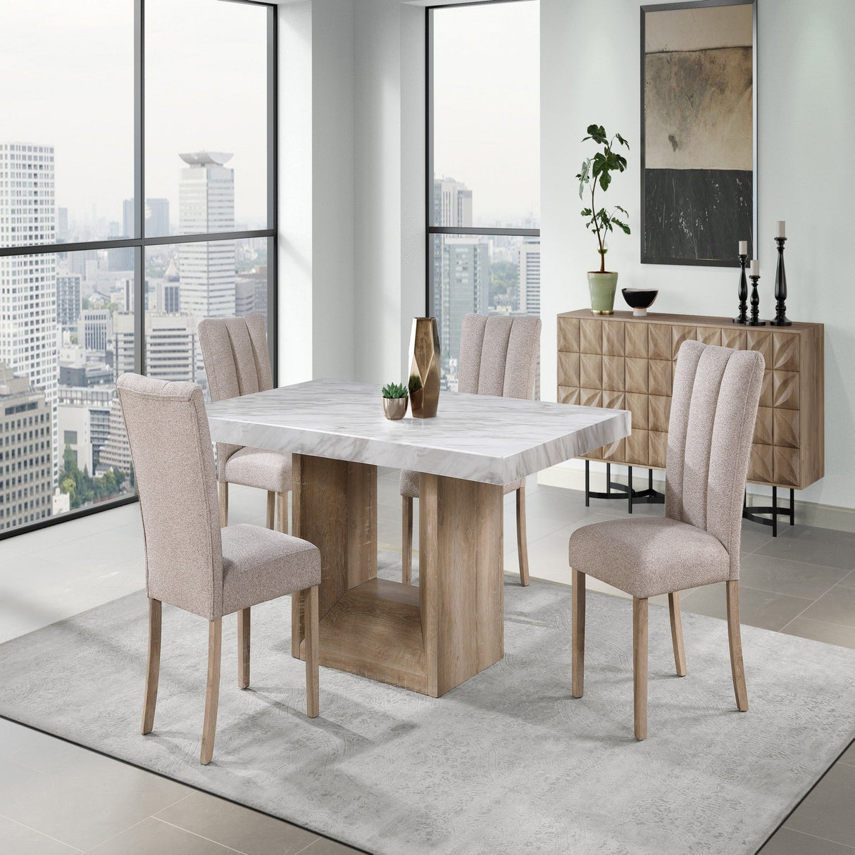 Sheena - 5 Pieces Dining Table Set - Natural