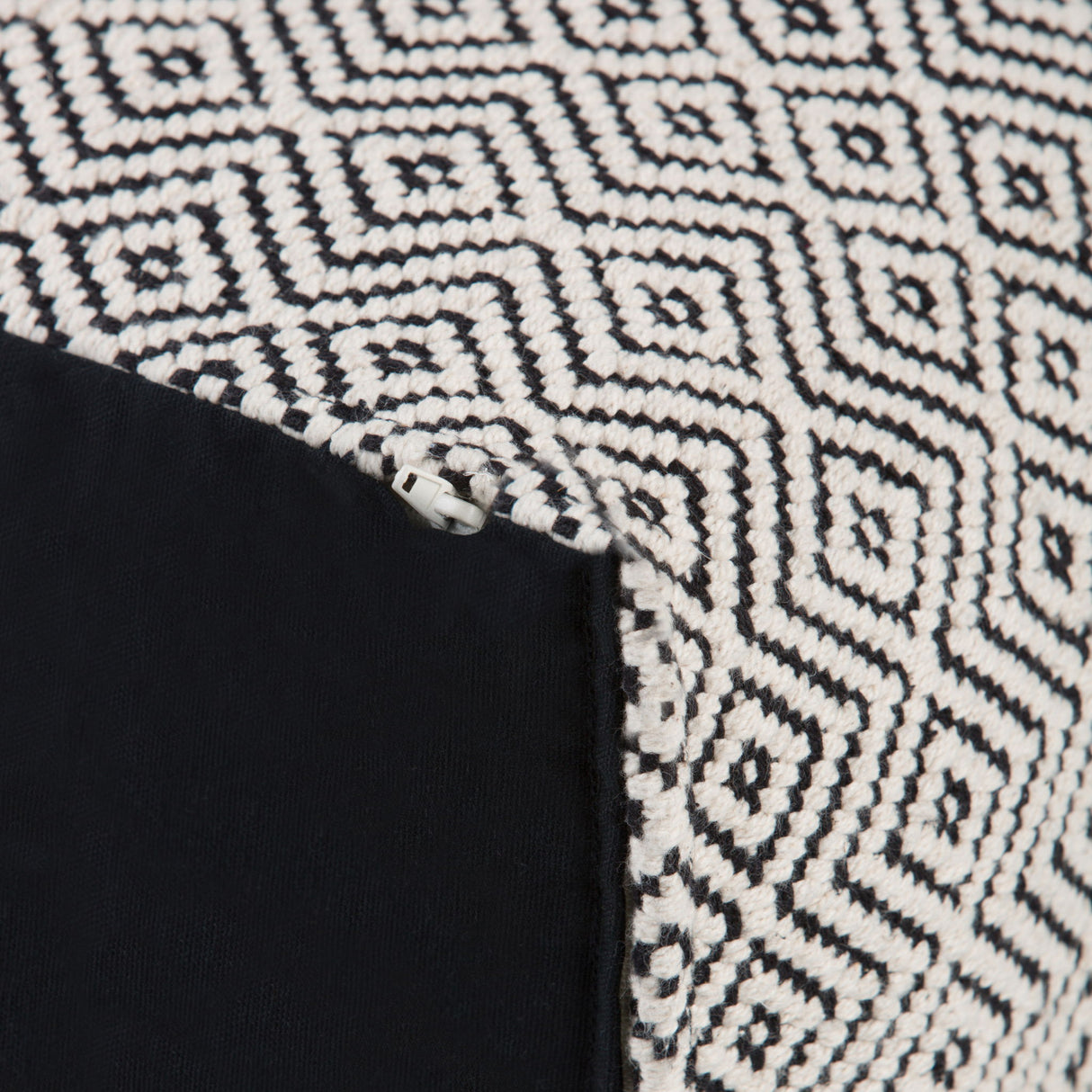 Brynn - Square Pouf - Patterned Black / Natural by Simpli-Home | Bel Furniture