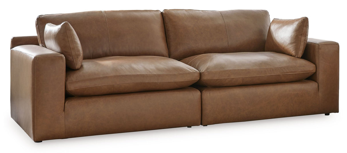 Emilia - Caramel - 3 Pc. - 2-Piece Modular Sectional Loveseat, Ottoman by Signature Design by Ashley® | Bel Furniture