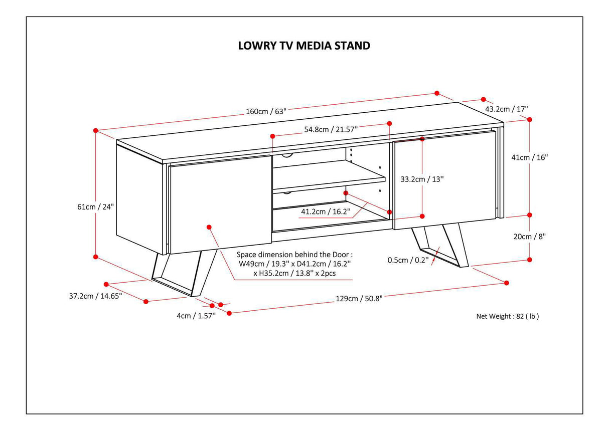Lowry - TV Media Stand - Distressed Charcoal Brown by Simpli-Home | Bel Furniture