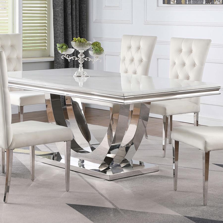 Kerwin - Rectangular Stone Top Dining Table - White by CoasterElevations | Bel Furniture