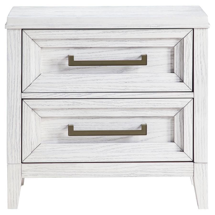 Marielle - 2-Drawer Nightstand Bedside Table - Distressed White by CoasterEveryday | Bel Furniture