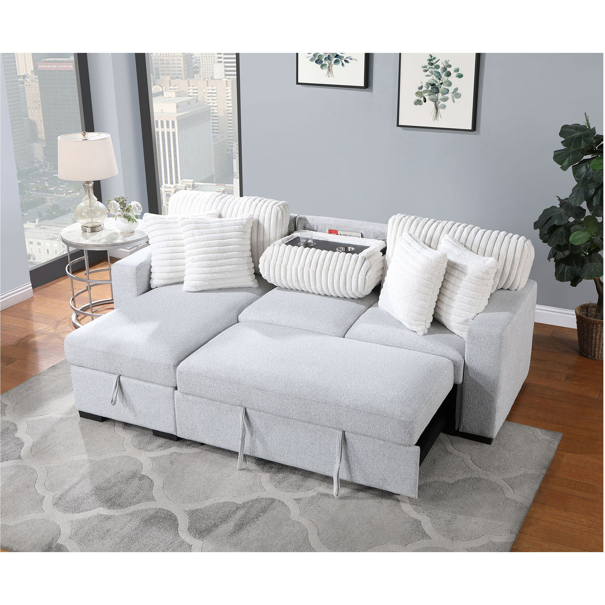 Ford - Reversible Pull Out Sofa Bed - Light Gray