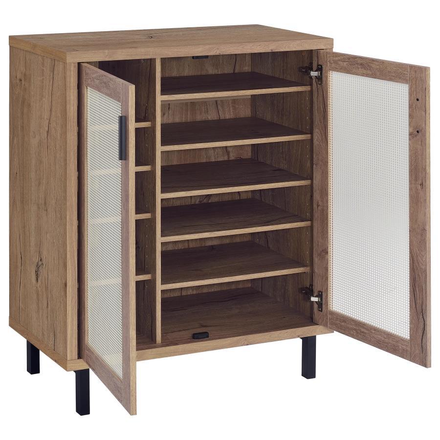 Teller - 2-Door Shoe Storage Cabinet - Natural Oak by Coaster Fine Furniture | Bel Furniture