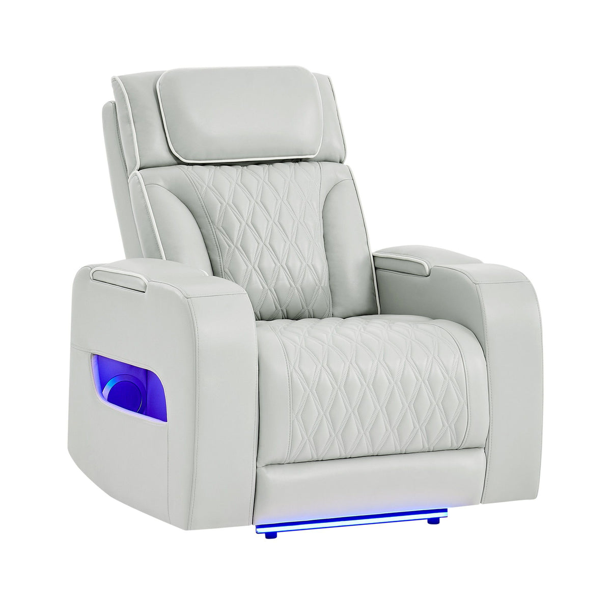 Julian - Power Recliner With Power Headrest And LED Lighting - Silver