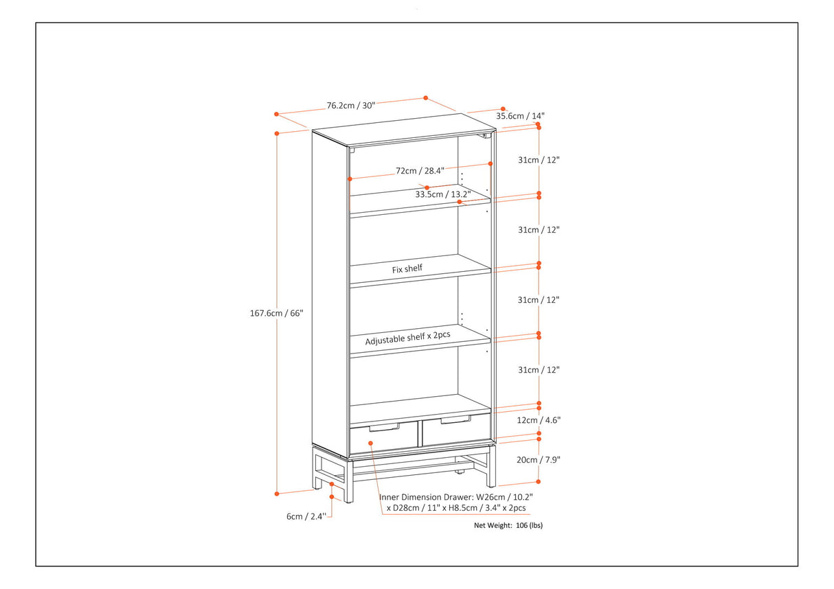 Banting - Mid Century Bookcase, Handcrafted by Simpli-Home | Bel Furniture
