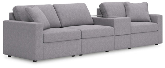 Modmax - Granite - Sectional Gray 4 Pc. Sectional With Storage Console by Signature Design by Ashley® | Bel Furniture