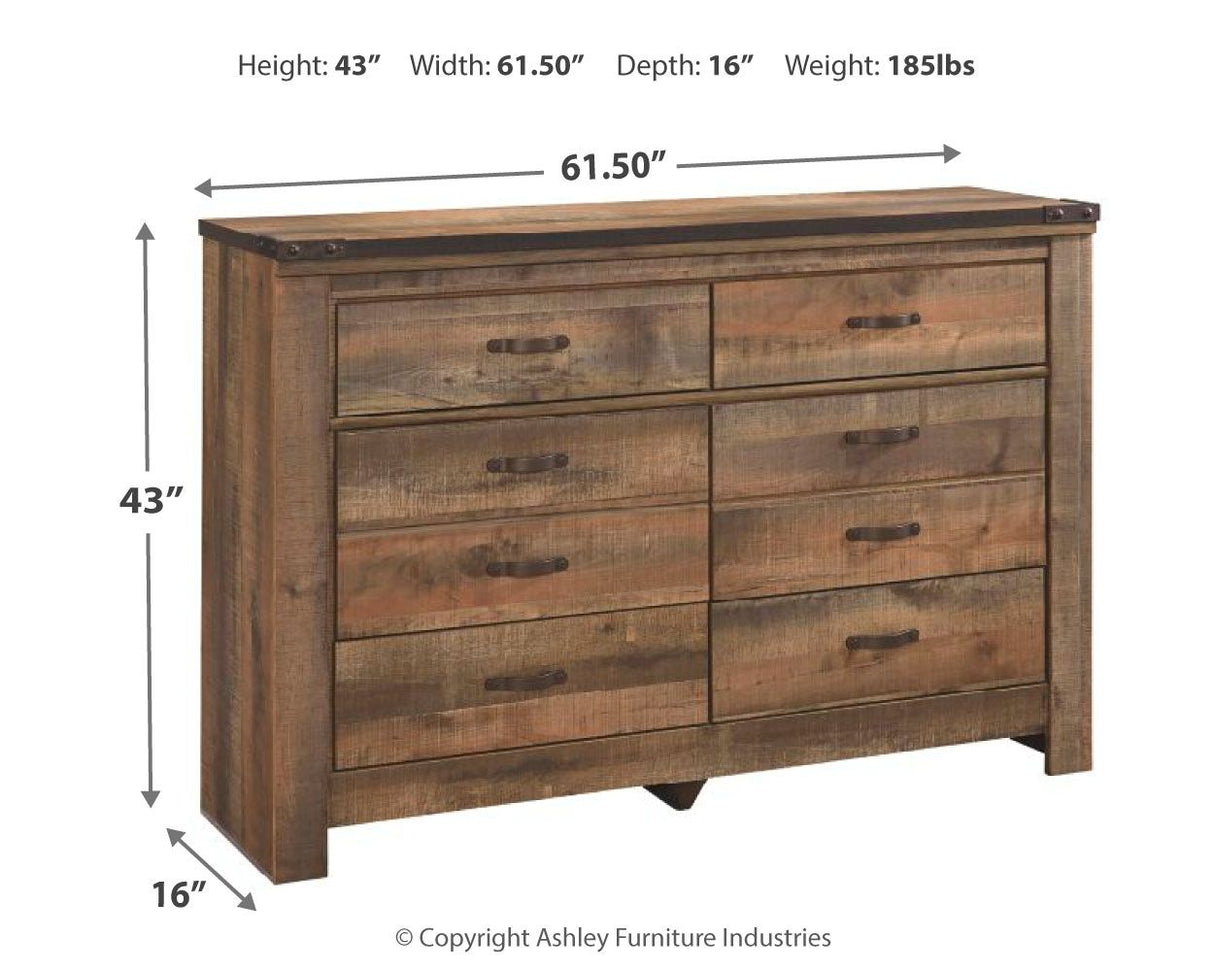 Trinell - Brown Dark - Six Drawer Dresser - 61.34" x 15.98" x 42.99" by Signature Design by Ashley® | Bel Furniture