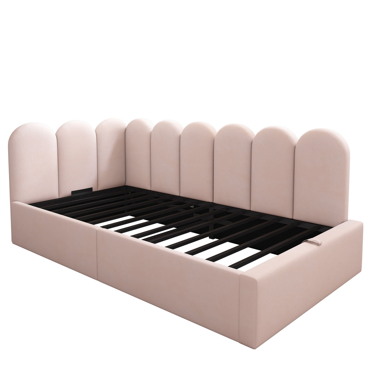 Upholstered Daybed With Metal Slatted Base