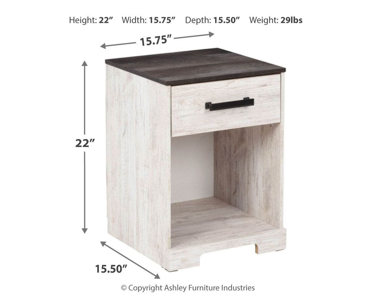 Shawburn - Whitewash / Charcoal Gray - One Drawer Night Stand by Signature Design by Ashley® | Bel Furniture