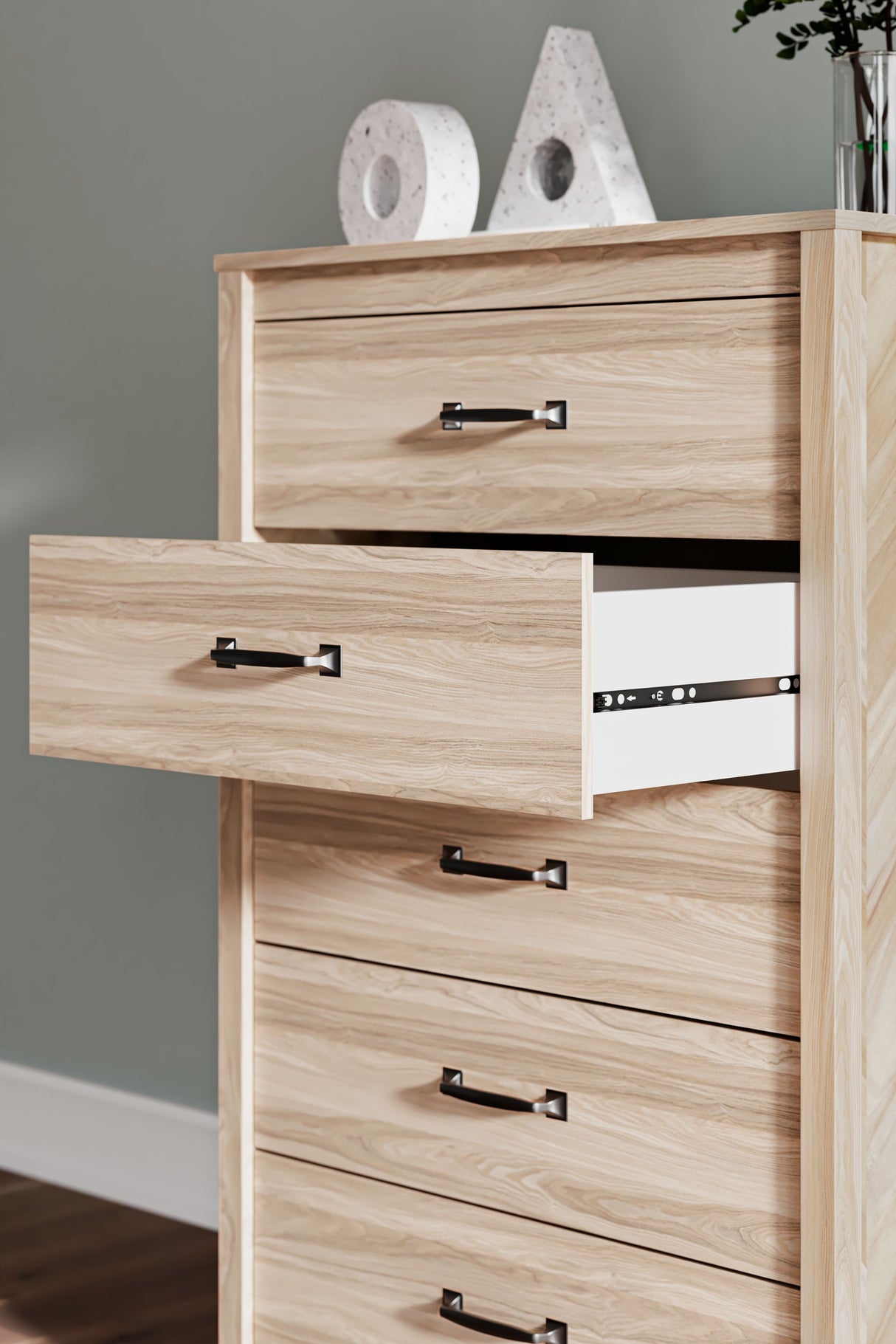 Battelle - Tan - Five Drawer Chest by Signature Design by Ashley® | Bel Furniture