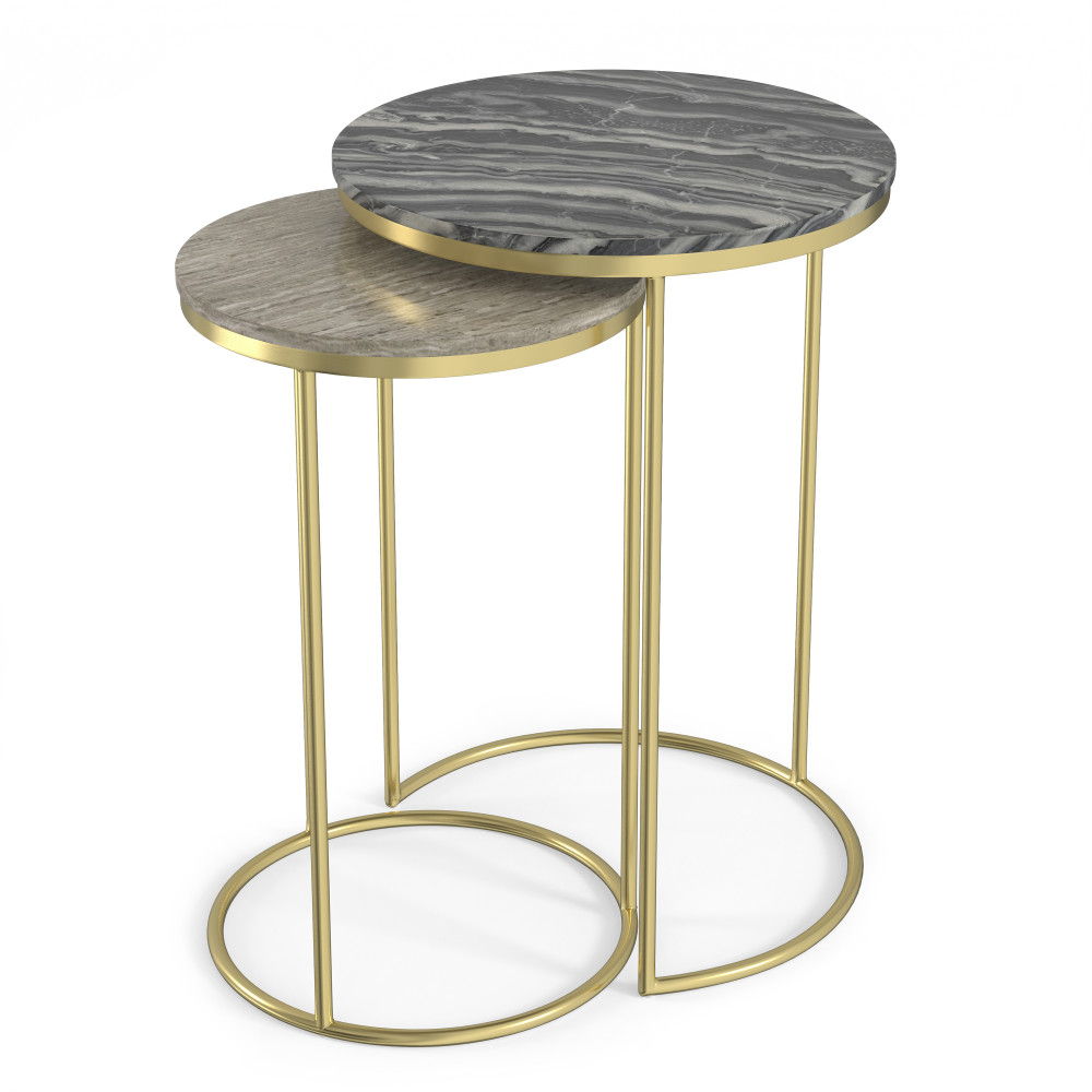 Ashley - 2 Piece Nesting Table - Gold by Simpli-Home | Bel Furniture