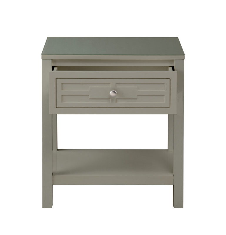 Dylan - Wooden End Side Table Nightstand With Glass Top And Drawer by Lilola Home | Bel Furniture
