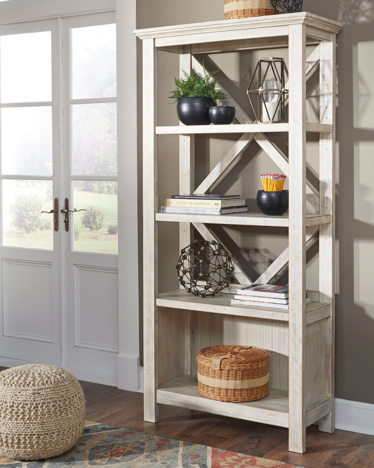 Carynhurst - Whitewash - Large Bookcase by Signature Design by Ashley® | Bel Furniture