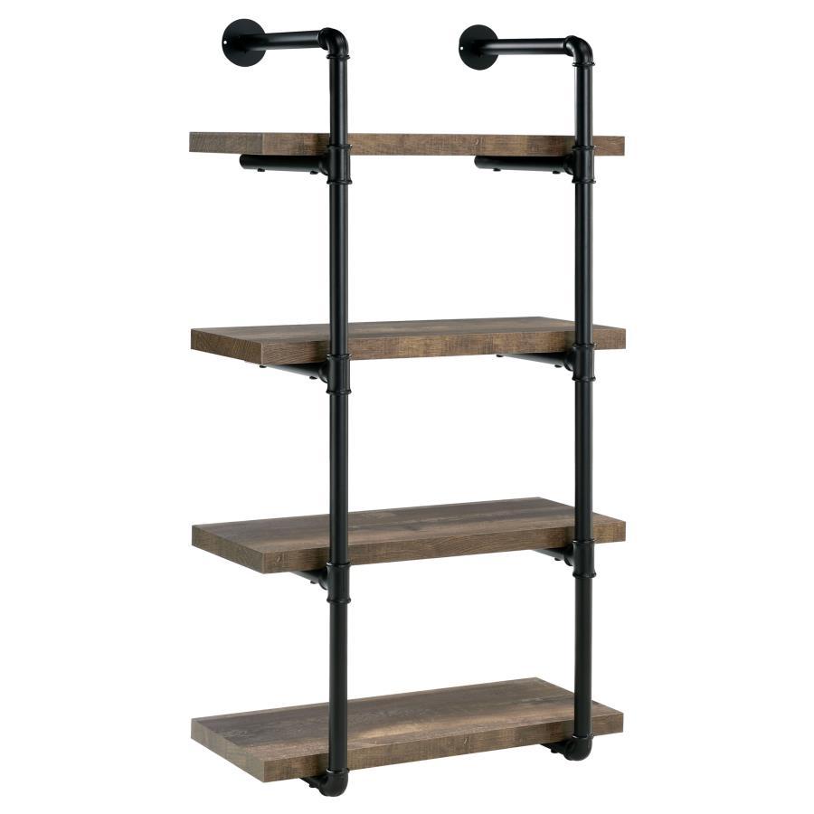 Elmcrest - 4-Shelf Wall Bookshelf Dark Brown 24"W x 12"D x 46"H by CoasterEveryday | Bel Furniture