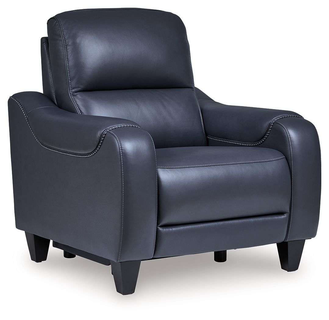 Mercomatic - Power Recliner With Adj Headrest Blue by Signature Design by Ashley® | Bel Furniture