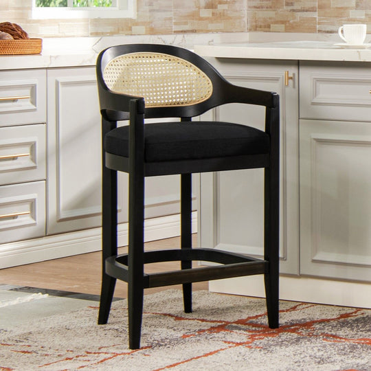 Americana - Mid-Century Modern Cane Back Counter Stool by Jennifer Taylor Home | Bel Furniture