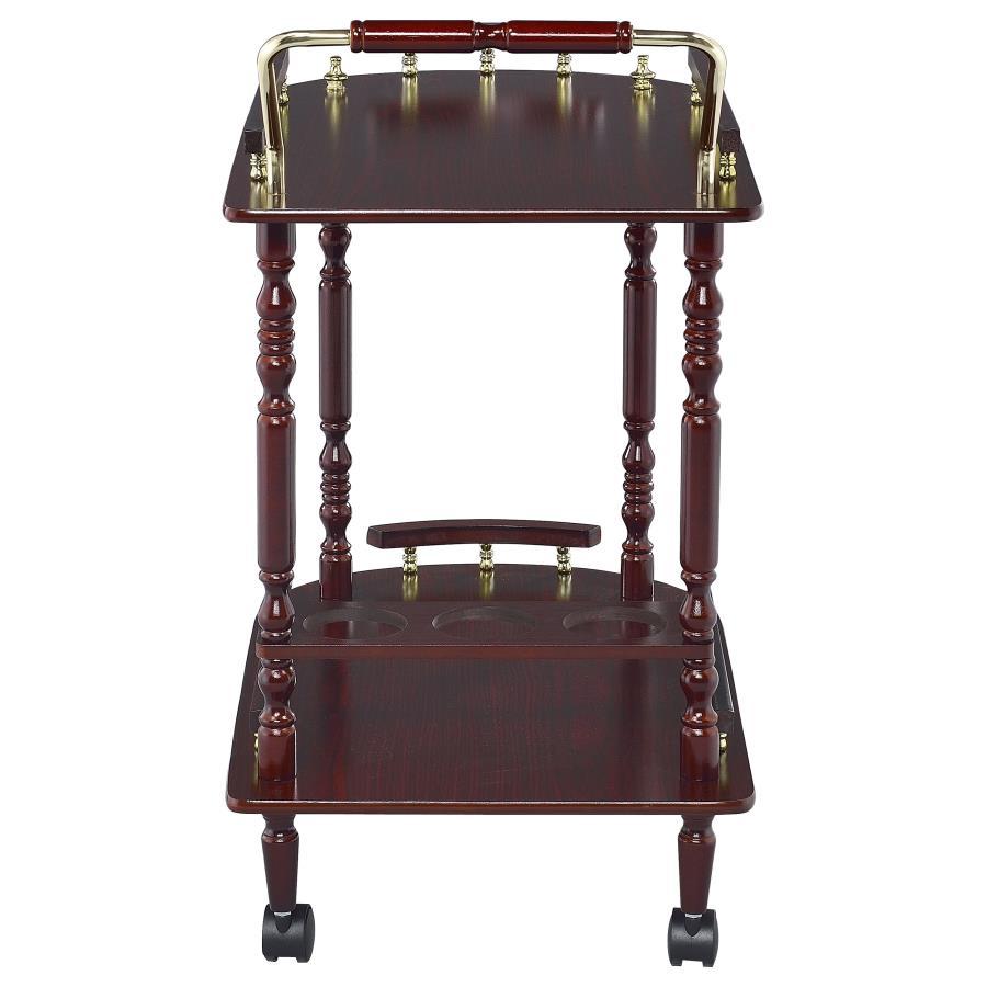 Palmer - 2-Tier Rectangular Wood Bar Cart - Merlot by CoasterEveryday | Bel Furniture