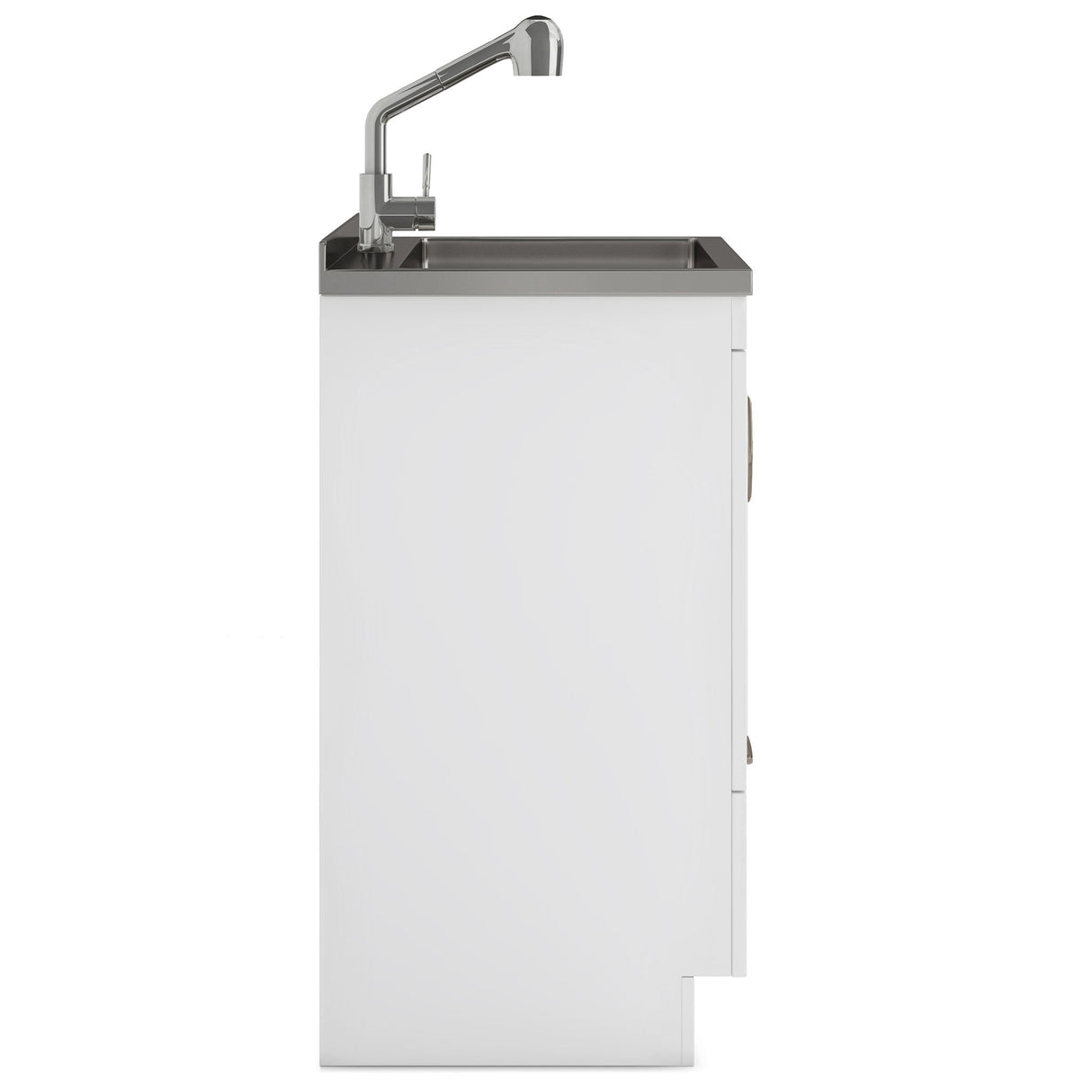 Laundry Cabinet With Faucet And Stainless Steel Sink - White by Simpli-Home | Bel Furniture