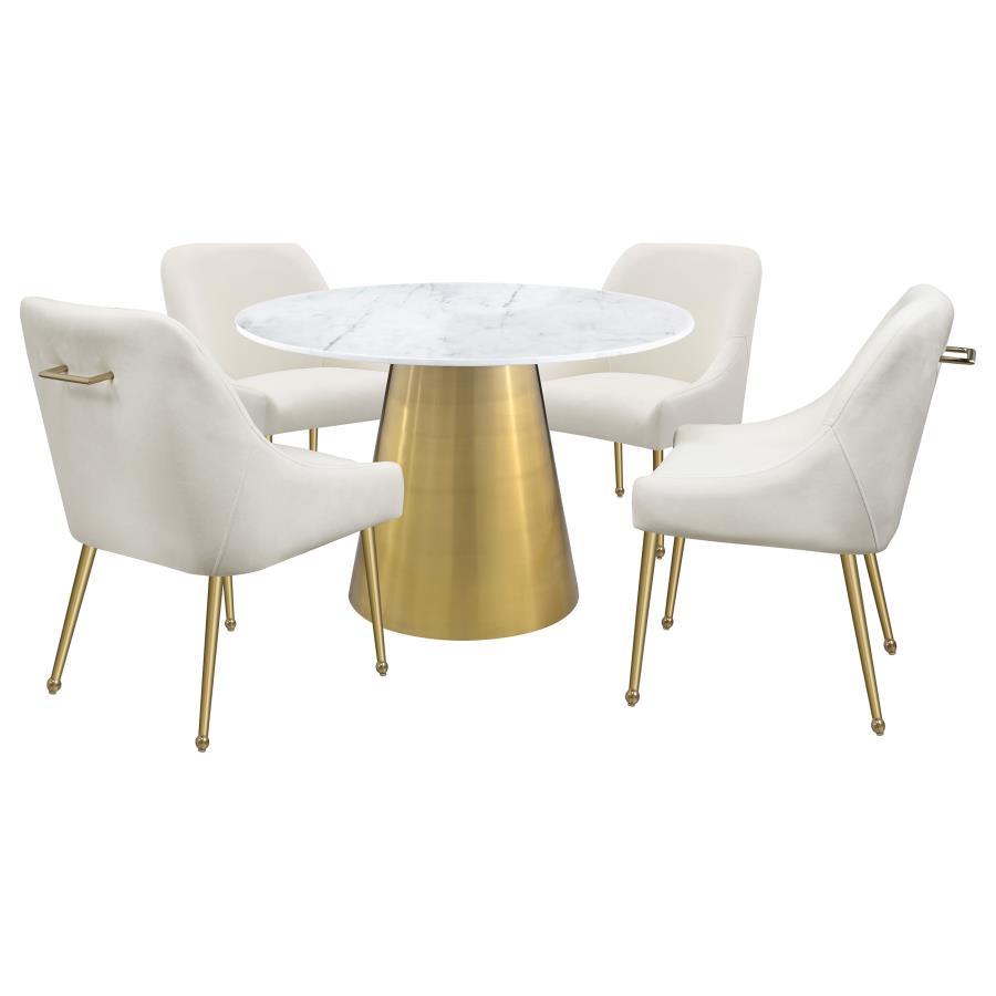 Ambrose - Round Marble Top Dining Table - Brushed Gold by Coaster Fine Furniture | Bel Furniture