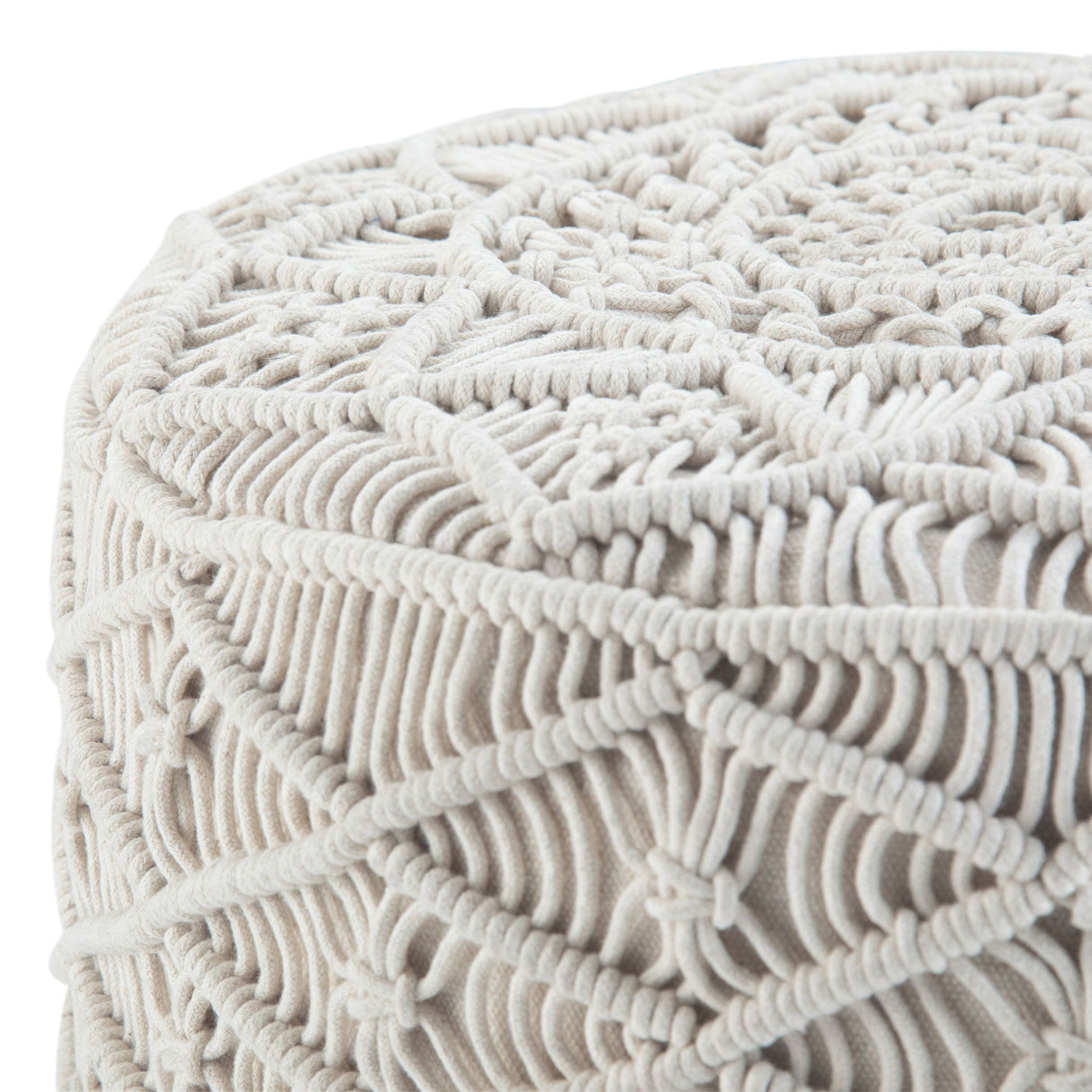 Coates - Round Macrame Pouf - Natural by Simpli-Home | Bel Furniture