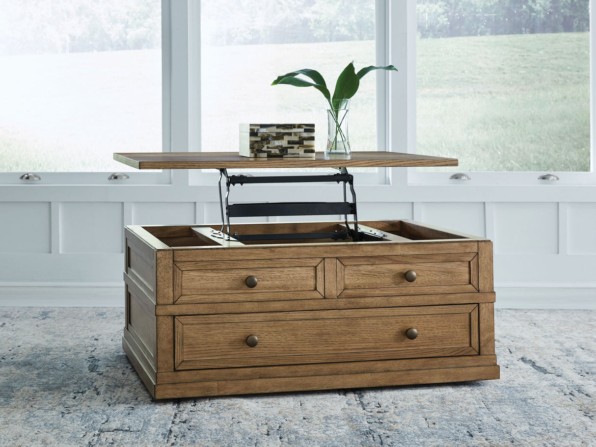 Sharlance - Light Brown - Lift Top Cocktail Table by Signature Design by Ashley® | Bel Furniture